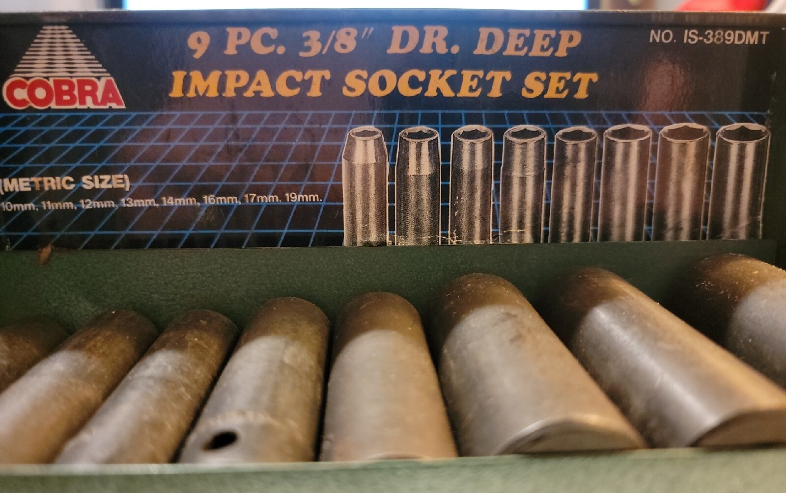 METRIC DEEP SOCKET 9 PCS 3/8″ DR 10MM TO 19MM METAL CASE