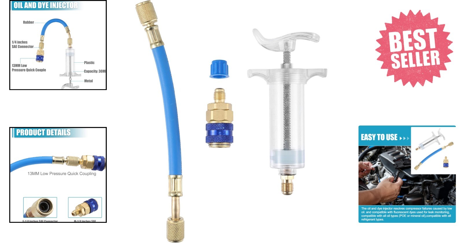Durable 30ml Oil Dye Injector – Professional Grade Tool for HVAC and Automotive