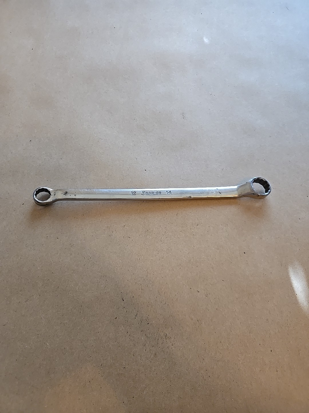 Snap On 12MM-14MM 12PT Metric Chrome Offset Box End Wrench USA XBM1214