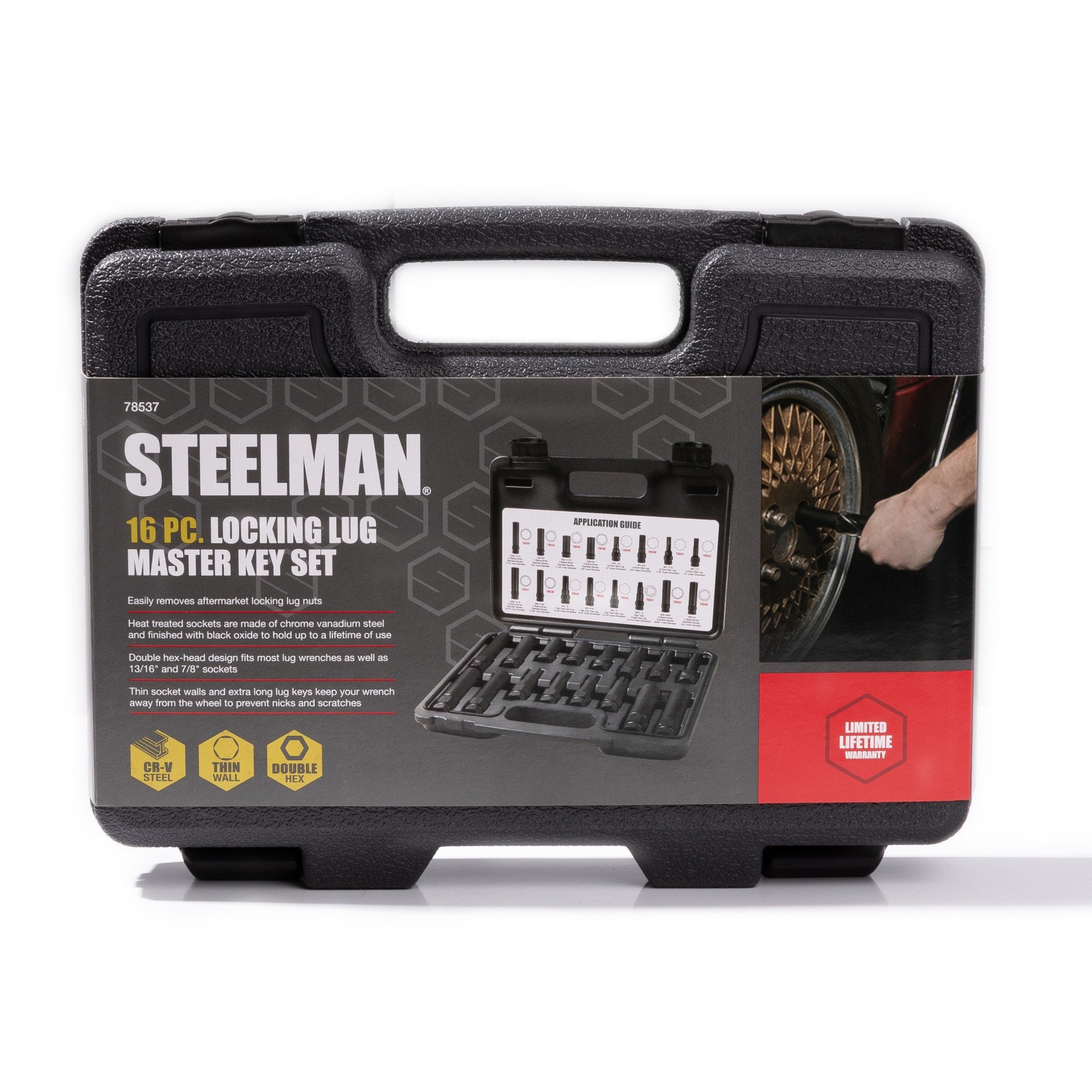 Steelman 16 Pc Locking Lug Nut Master Set Wheel Lock Key Removal Tool Kit 78537