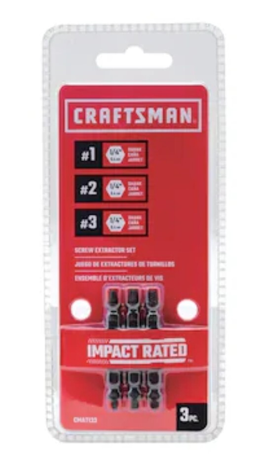 Craftsman CMAT133 M2 High Speed Steel Double-Ended Screw Extractor Set 3 pc