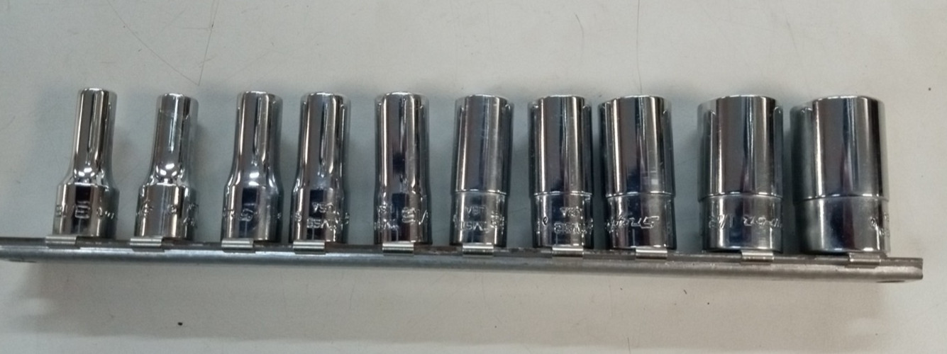 Snap-on 1/4 sockets 3/16, 7/32, 1/4, 9/32, 5/16, 11/32, 3/8, 7/16, 1/2, 9/16
