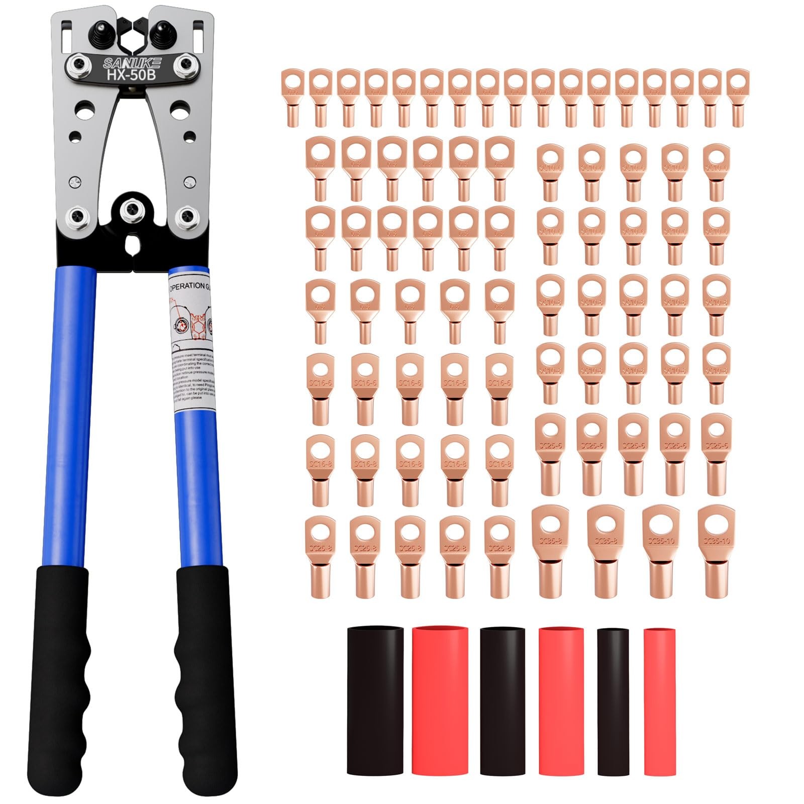 Sanuke Battery Cable Lug Crimping Tool for AWG10-1/0, Wire Silver+blue