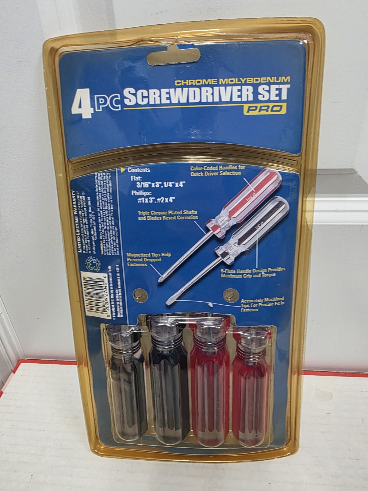 MIT Michigan Industrial Tools- 4 Piece Screwdriver Set – Chrome Molybdenum