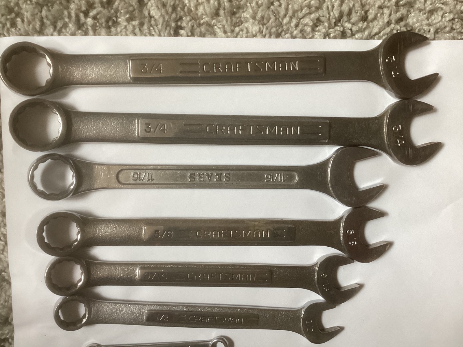 Craftsman 9 Pc. Open End Box Wrenches