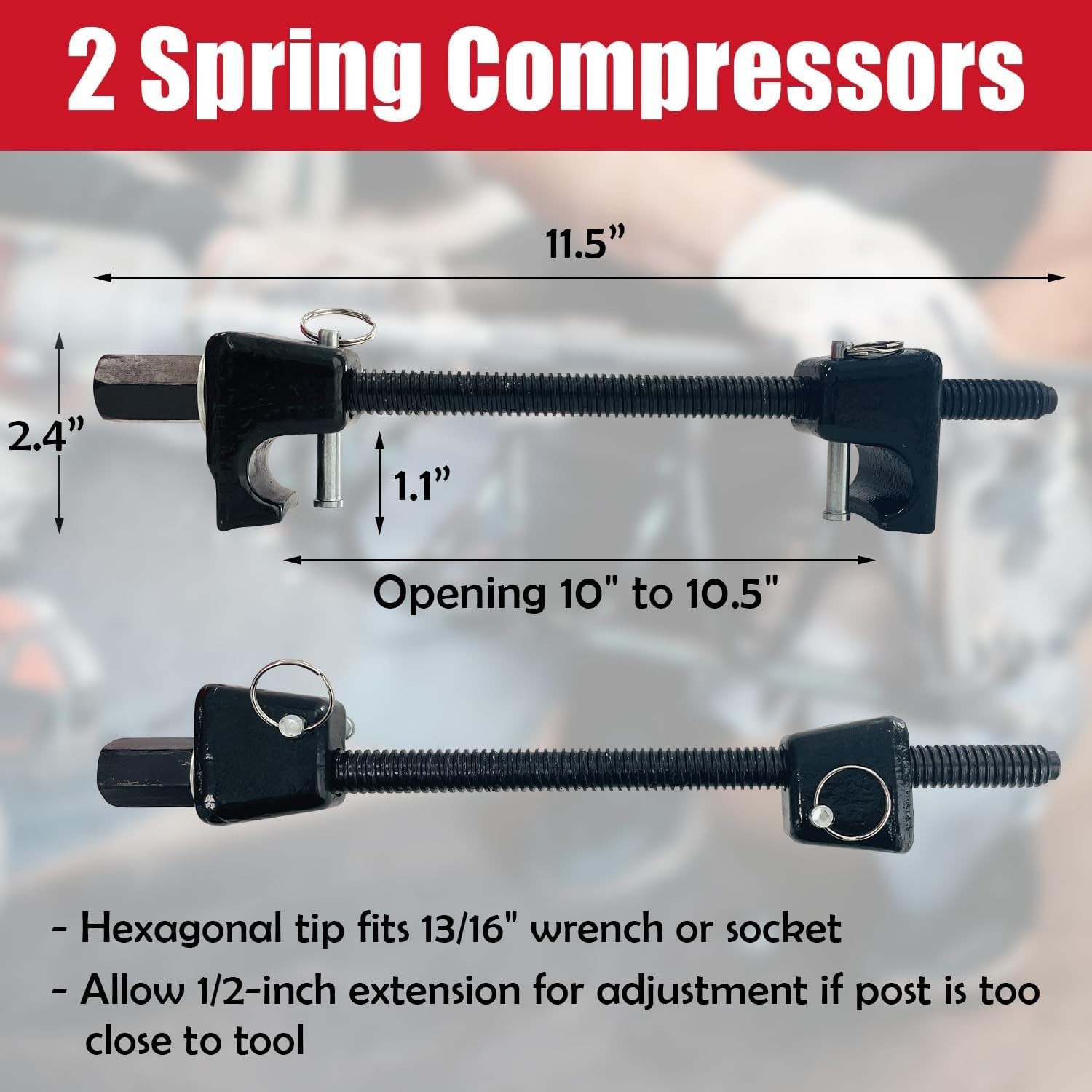 Strut Spring Compressor Tool Set, 11-1/2″ Heavy Duty, 2 Pack