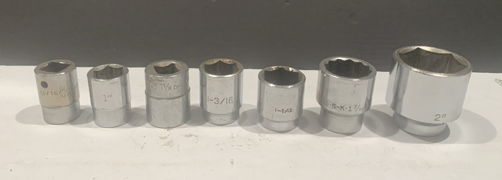 3/4 “ Drive 7 piece SAE Socket Set. Mac , S-K , True Craft & Unbranded ￼￼