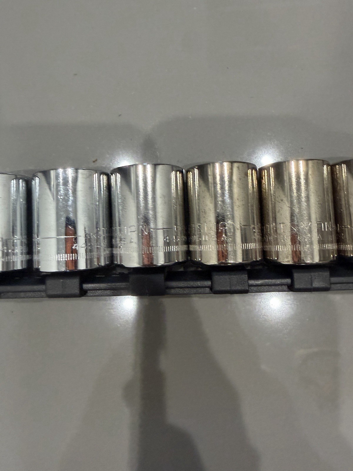 10pc CRAFTSMAN 1/2″ DRIVE » VINTAGE» 12PT SOCKET SET W/ HOLDER SAE USA 18-27mm