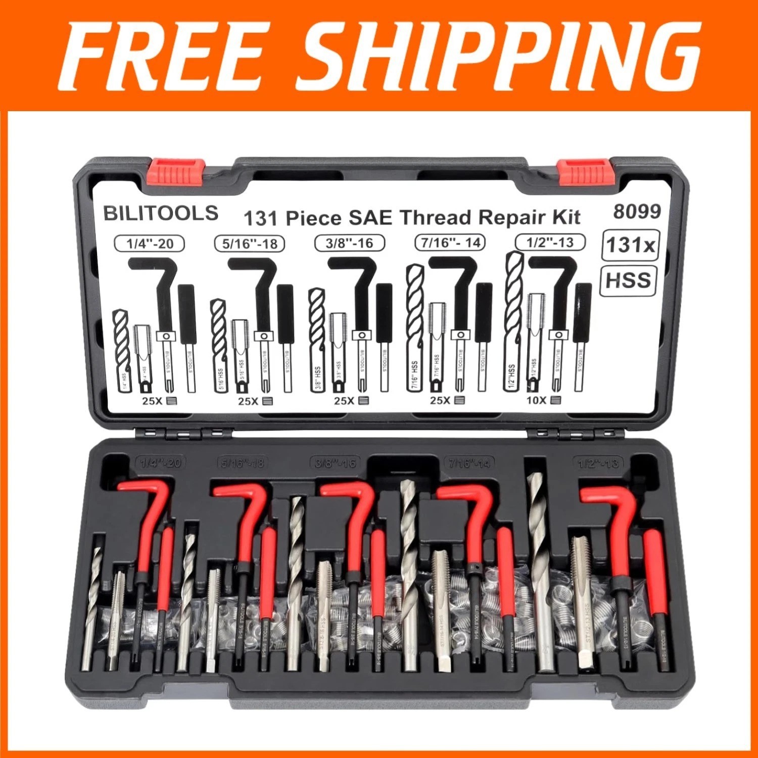 Helicoil Thread Repair Kit 131-Piece SAE Set