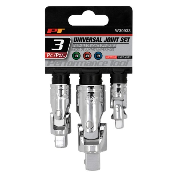Performance Tool Mixed Drive Size U-Joint Socket Adapter Set 3 Pieces