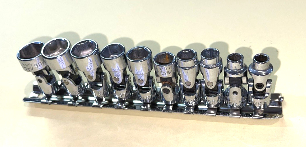 MAC TOOLS 10 PIECE 1/4 DRIVE METRIC SWIVEL SOCKET SET NEW & USED 5.5-14MM
