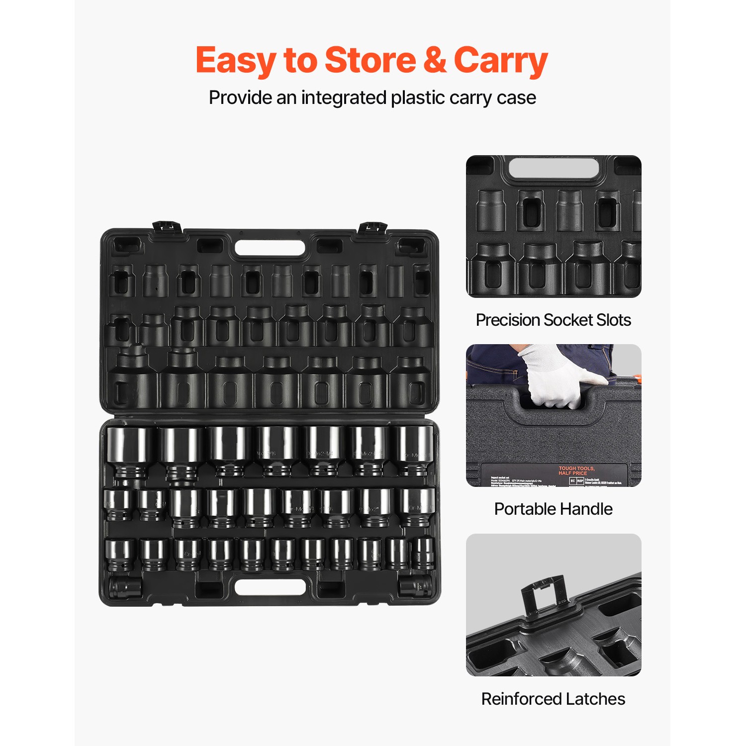 Impact Sockets Set 3/4 Inch Drive 29 PCS 3/4 inch – 2-1/2 inch 6-Point Set