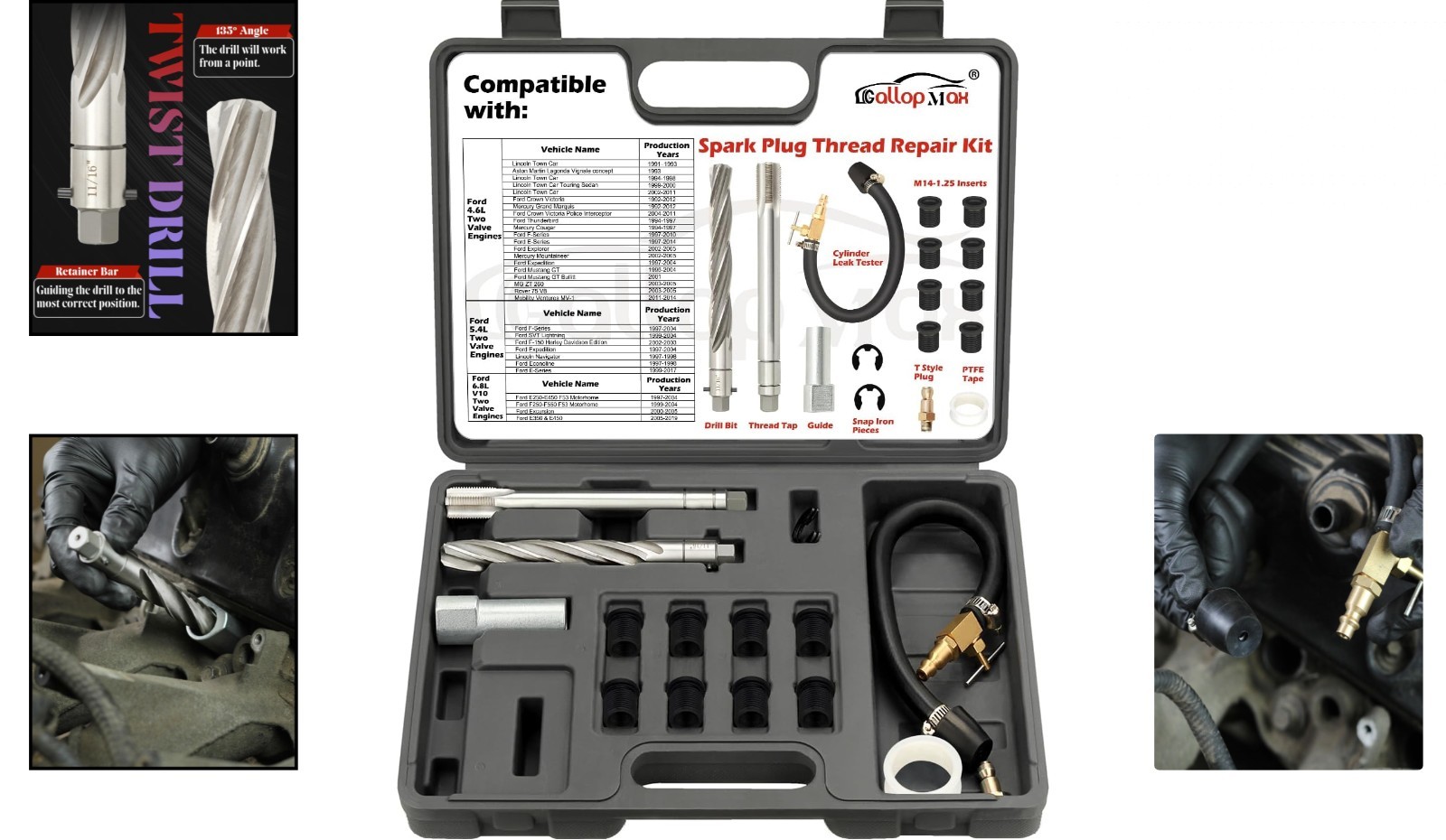 38900 Two Valve Triton Tool Kit Foolproof Repair System Spark Plug Thread Repair