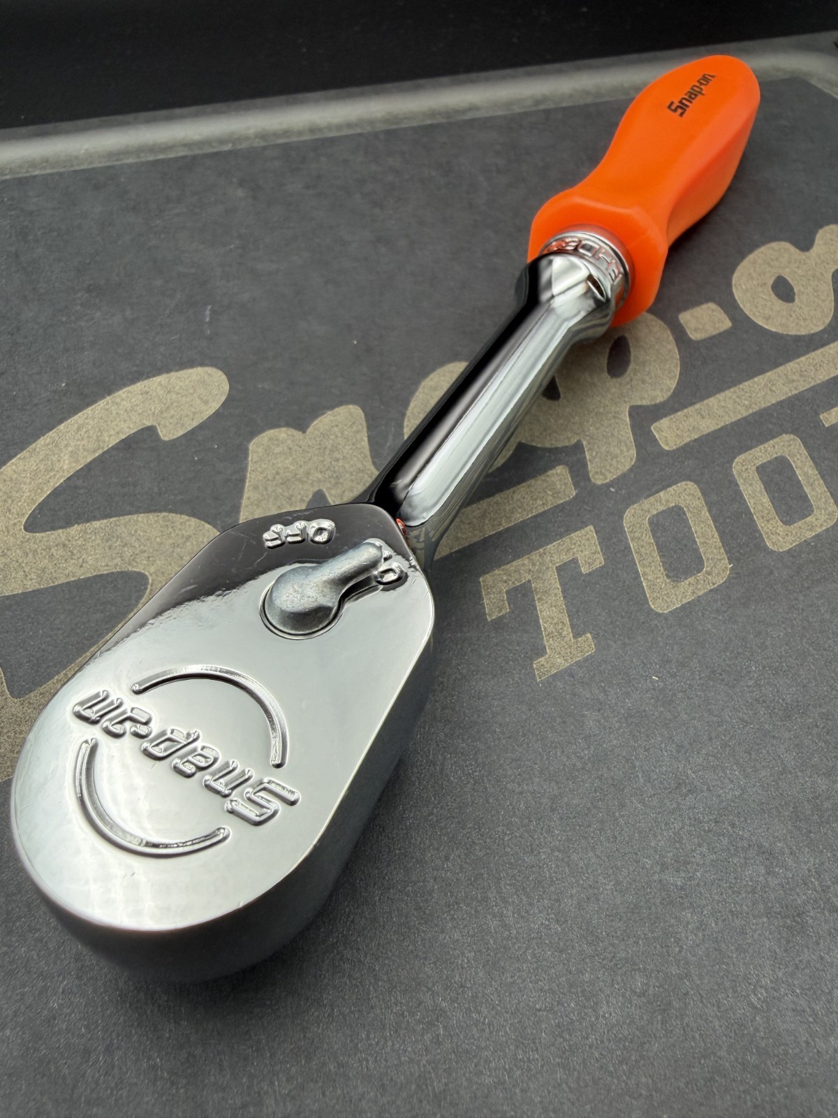 Snap-on FHD80 NOS NON-USA Stamped Head ORANGE 3/8″ Dr Hard Grip Ratchet