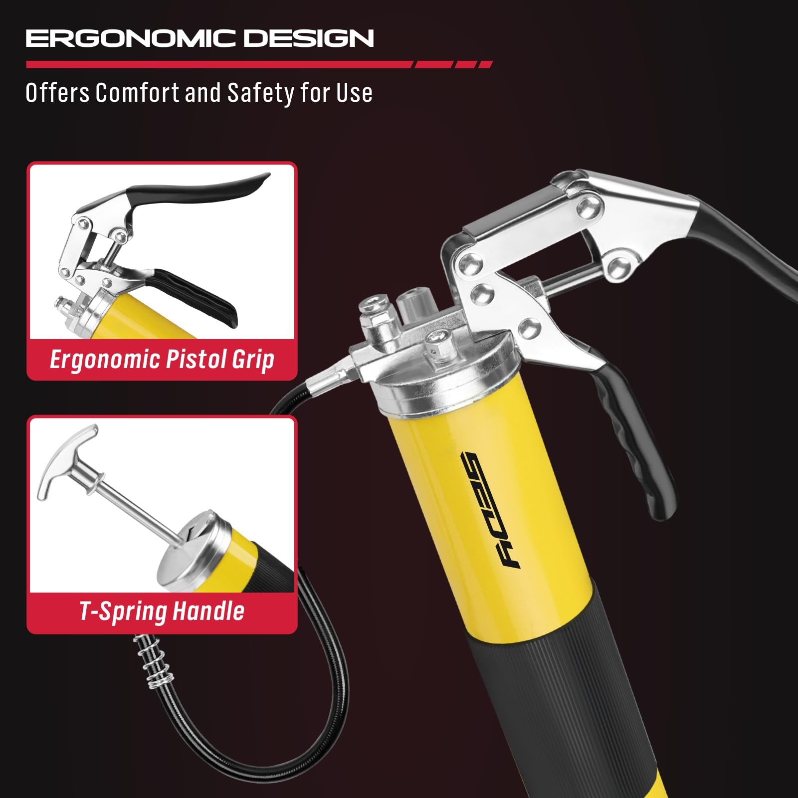 17-Piece Heavy Duty Grease Gun Kit: 14oz Tube Flexible New Version