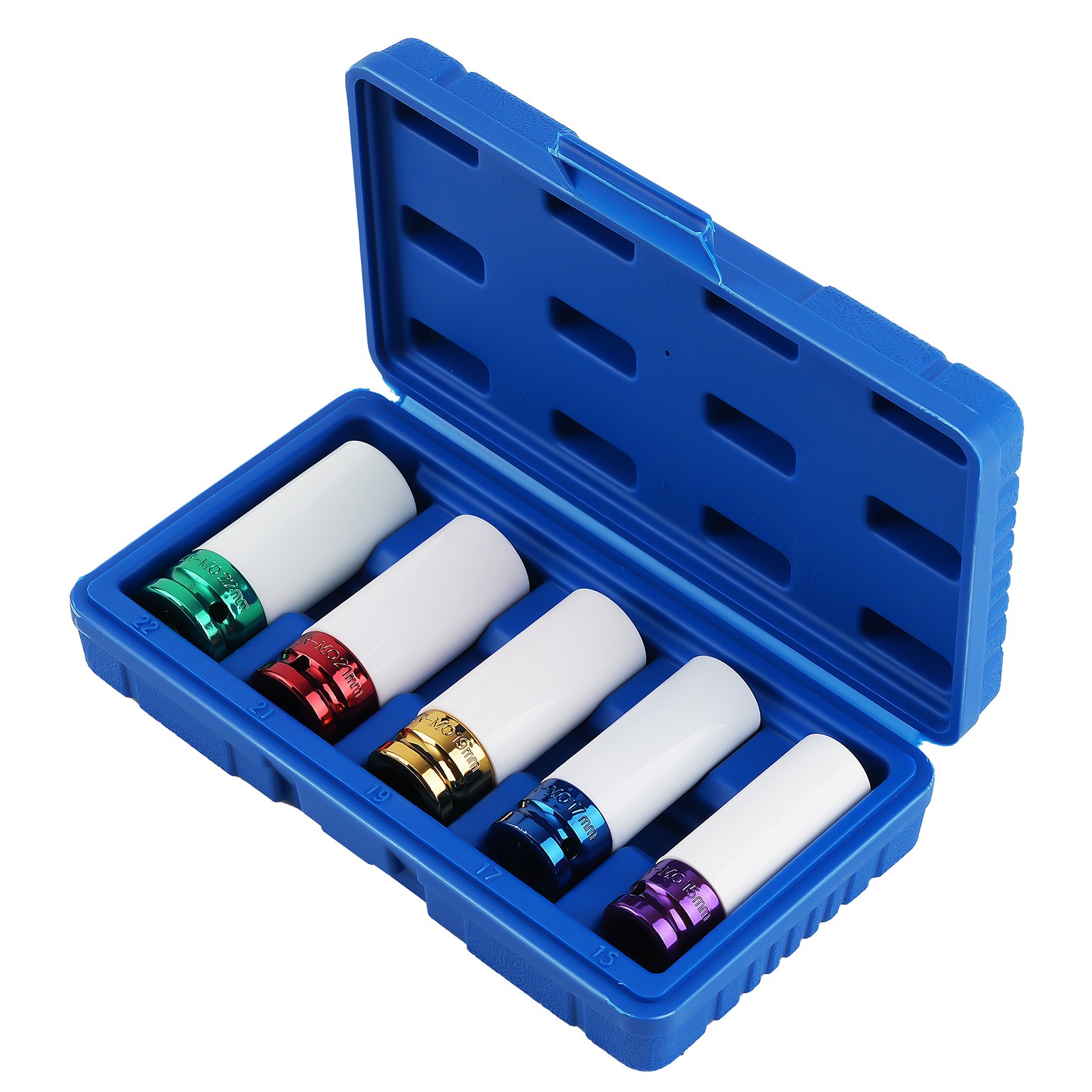5pcs Lug Nut Deep Impact Socket Installer Tool Set 1/2″ Drive 15 17 19 21 22mm