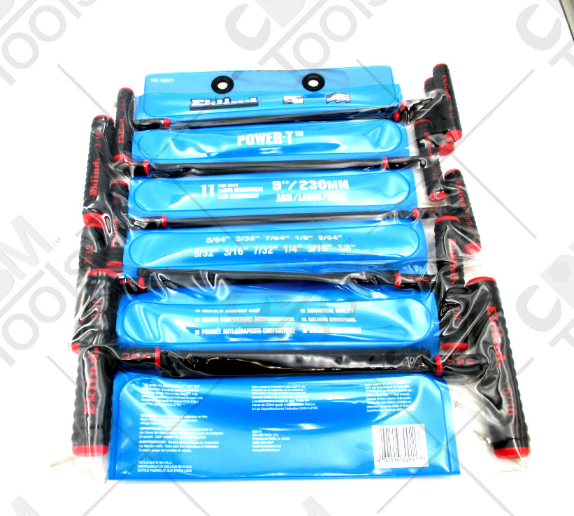 Eklind 60911 – 11 Pc. 5/64″ to 3/8″ SAE Power T-Handle Hex Key Set- 9″ Arm