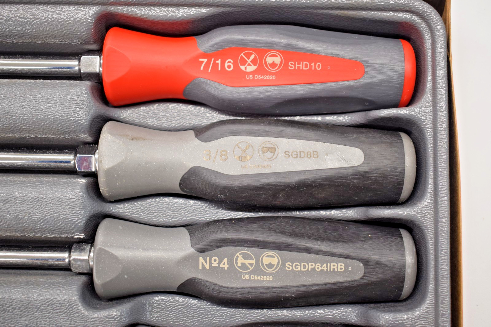 Snap On Tools SGDX120BDT 12pc DARK TITANIUM Soft Grip Screwdriver Set +Tray USED