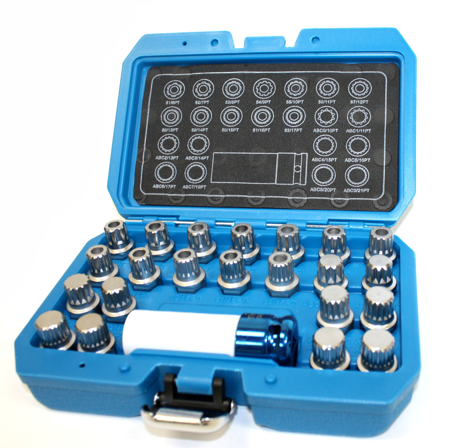 23Pcs Wheel Lock Lug Nut Spline Remover Socket Set Anti Theft Wheel Key VAG Golf