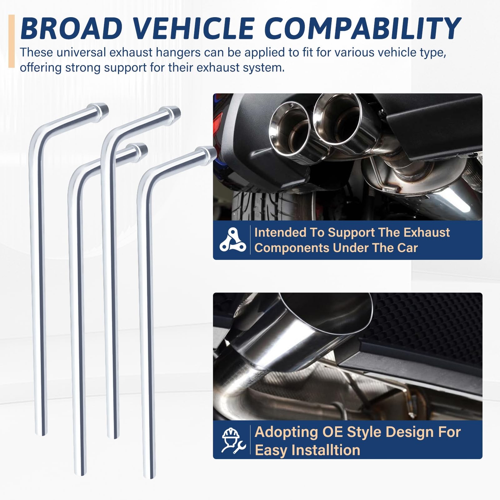 Universal Stainless Steel Exhaust Hanger Rod Weld on-9.5″Long 90 Degree Bent2…