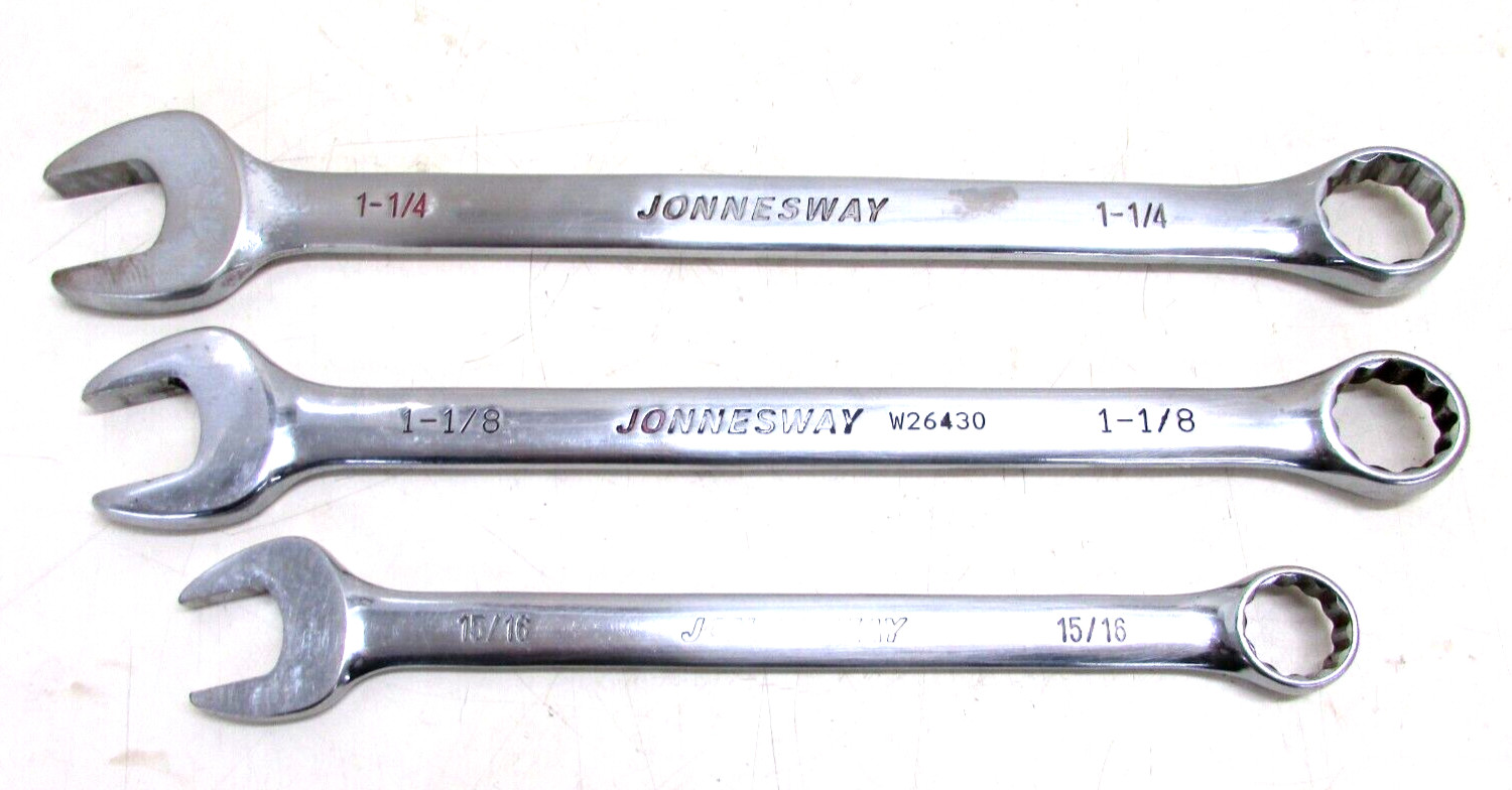 JONNESWAY TOOLS COMBINATION WRENCH LOT, 12-POINT, 15/16″, 1-1/8″ & 1-1/4″