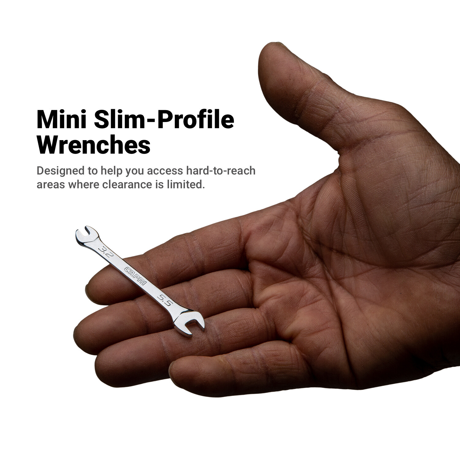 Capri Tools Slim Mini Open End Wrench Set, Metric, 6-Piece