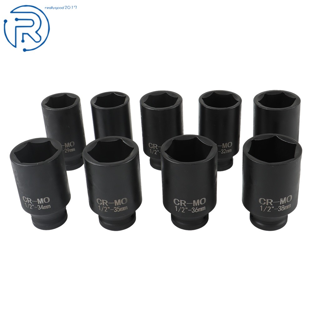 Deep Impact Socket Tool 9Pcs/Set 1/2″ Drive Metric Axle Hub Nut Socket 29-38mm