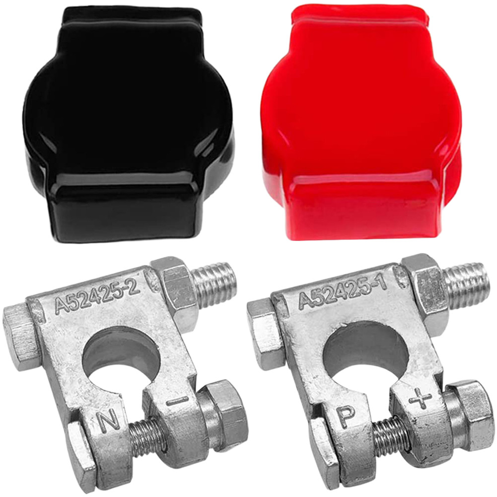 2PCS Zinc Alloy Battery Clamps with 4 Terminals 2 Sleeves 4 Heat Shrink Tubes