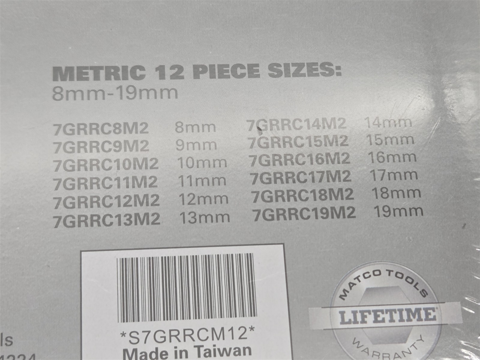 Matco Tools S7GRCM12 12 Piece Metric Reversible Ratcheting Combination Wrench