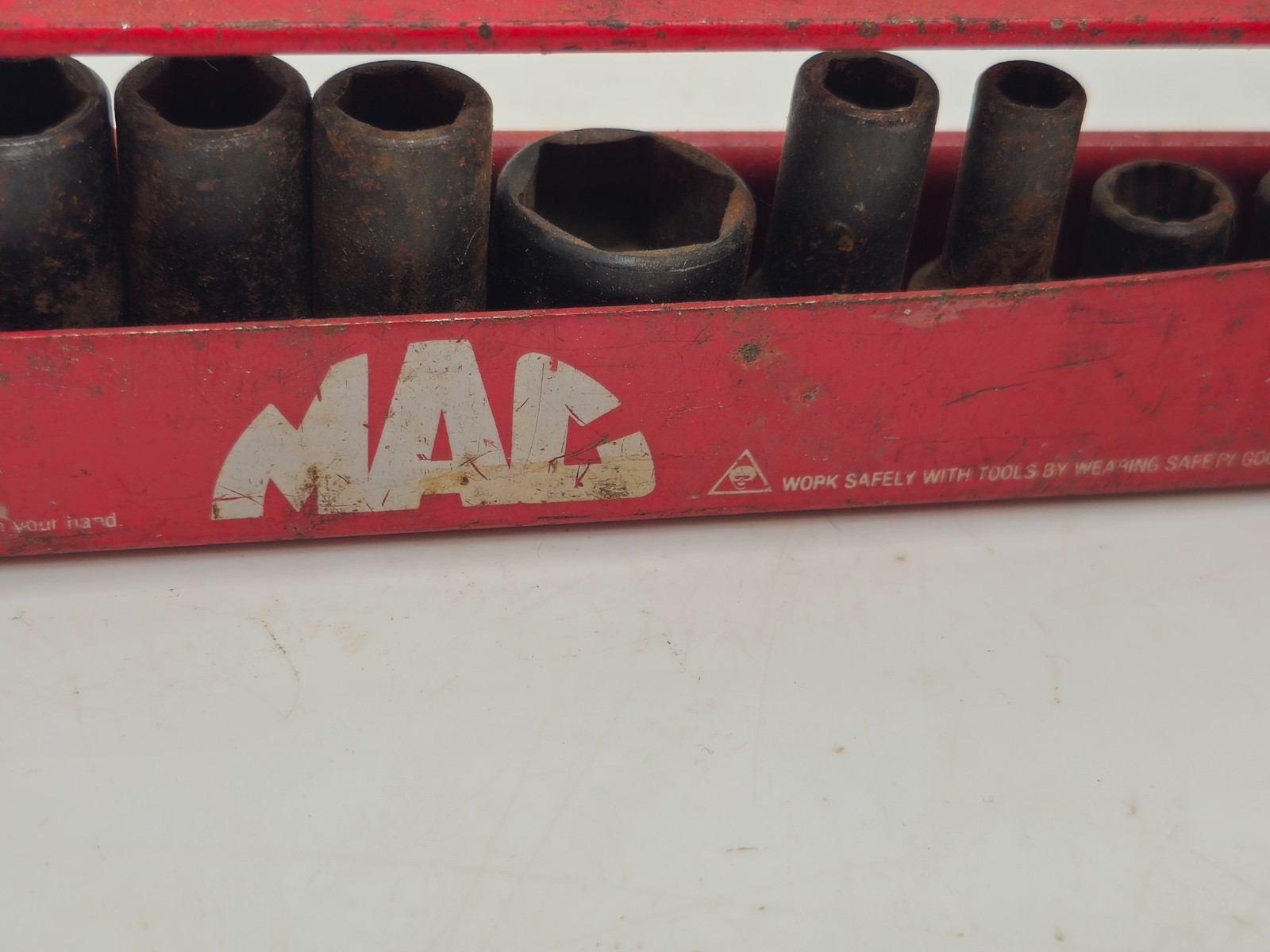 Mac Snap-on 10pc Mixed Impact Socket Lot 3/8″ 1/4″ Drive SAE USA w/ Tray Vtg