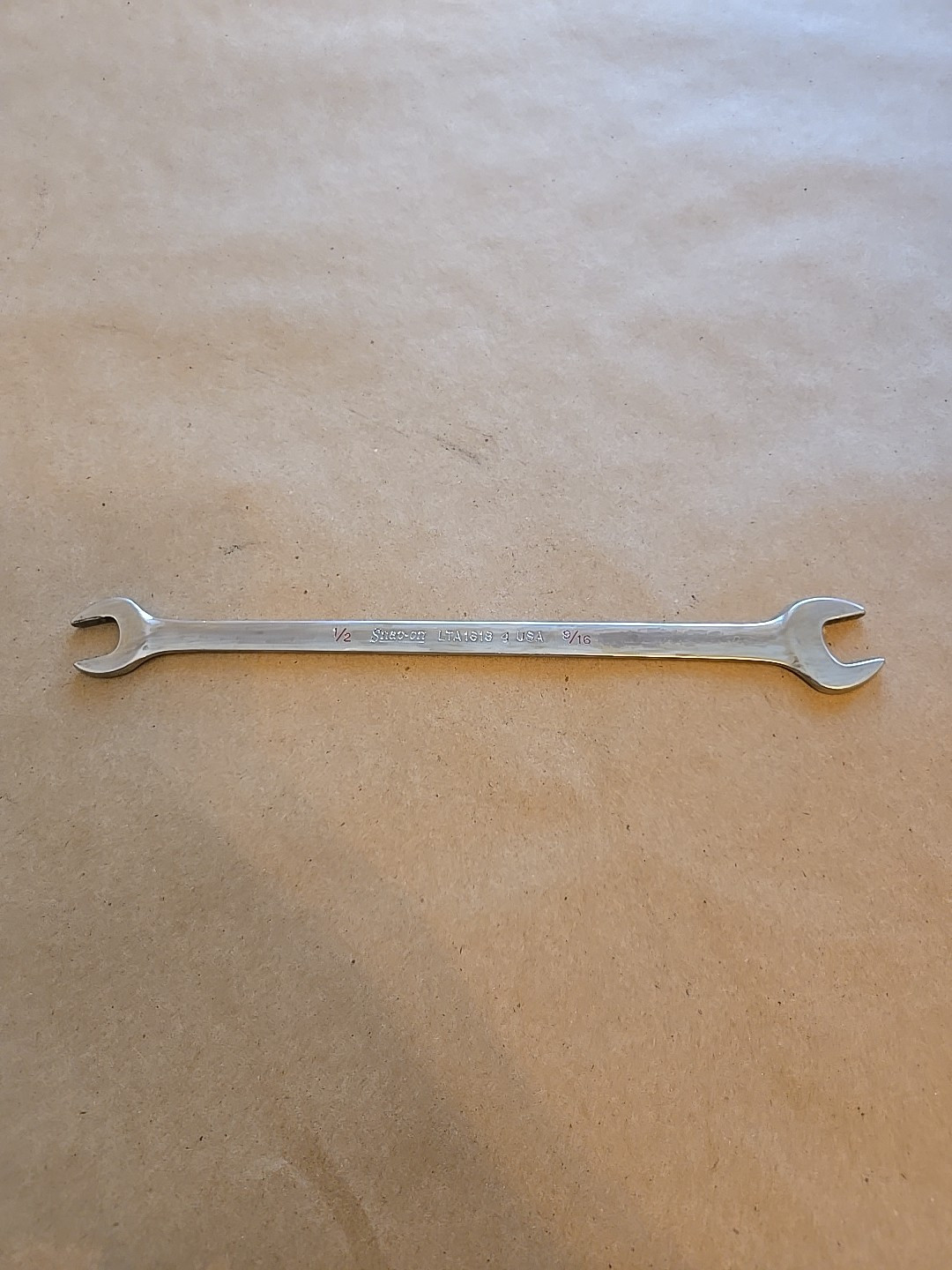 Snap On 1/2″-9/16″ SAE Chrome Low Torque Slime Line Open End Wrench LTA1618
