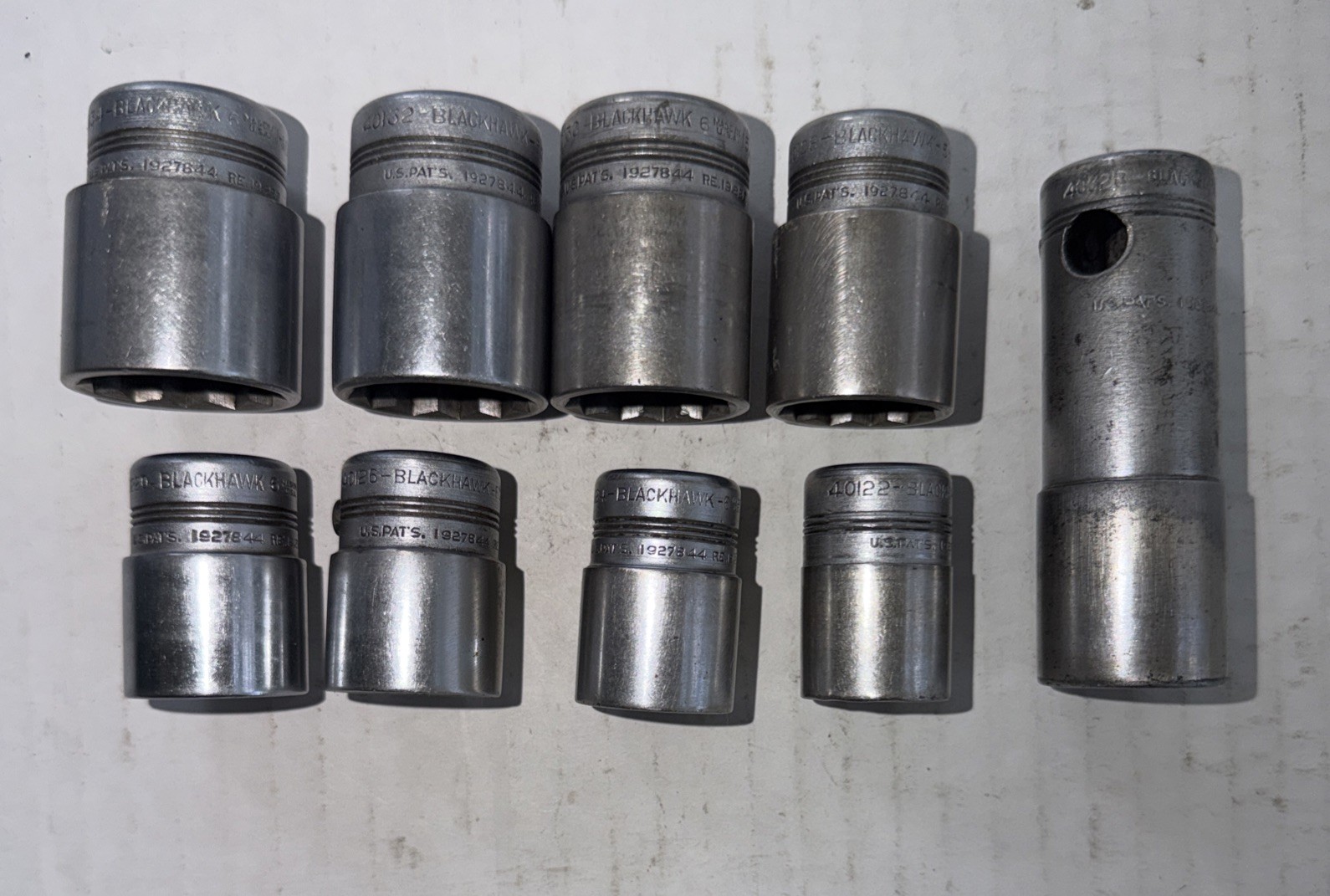 Blackhawk USA 1/2”Dr SAE 9PC Socket Set 12 PT”11/16”TO”1-1/16 Vintage