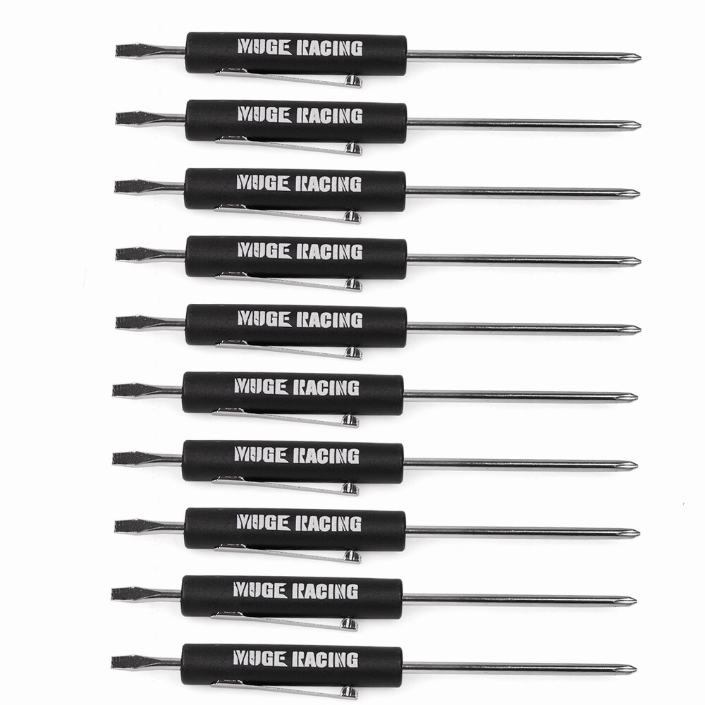10PCS Mini Pocket Screwdriver Flat Tip w/ Magnet and Clip Phillips Slotted Flat