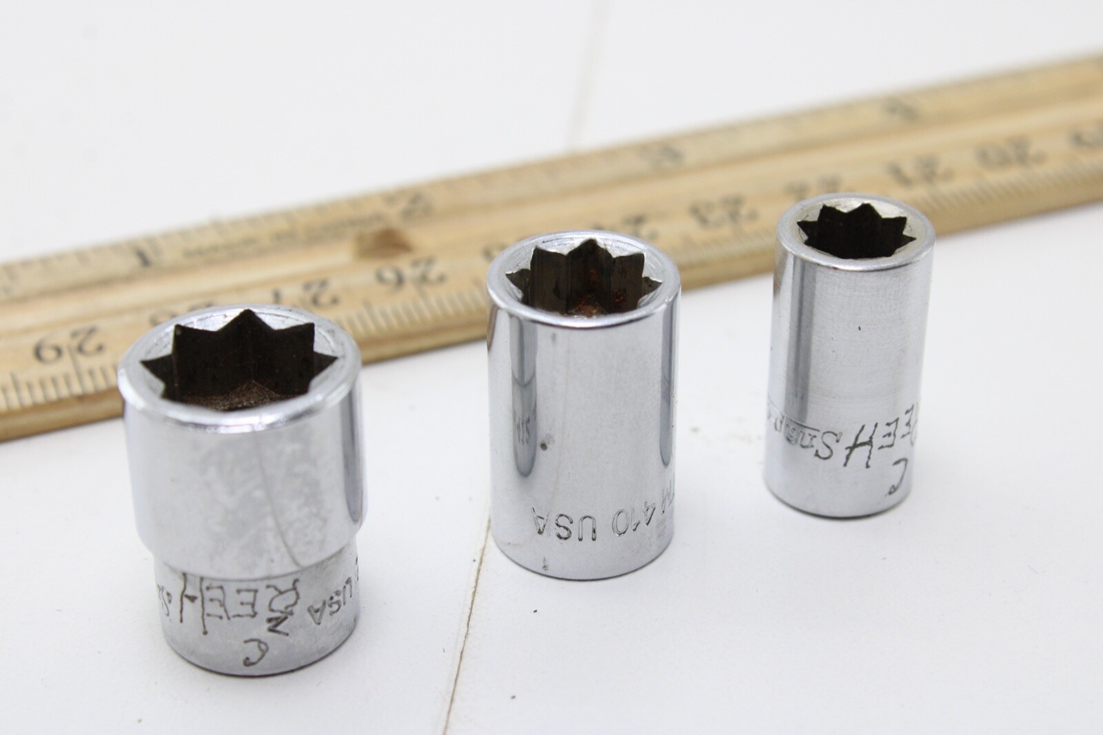 Snap On TM408-TM412 1/4″-3/8″ 1/4″ Drive Double Square SAE Chrome Socket USA