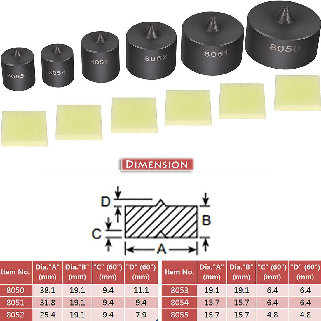 8056 Shaft Protector Set for Grip-O-Matic Puller Push-Puller 6 Pcs OTC 8056 Kit