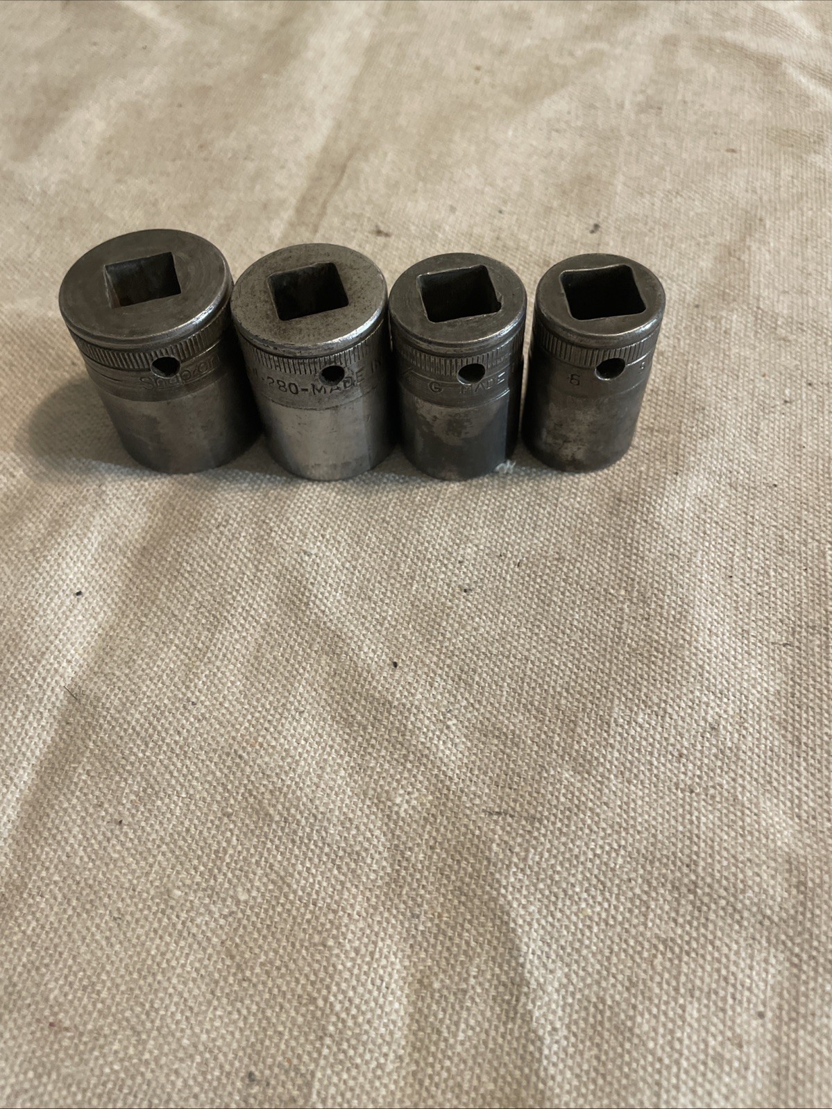 Snap On USA Socket Set 1/2” Drive 12 Point SAE 11/16”-1” Vintage 4pc #B6