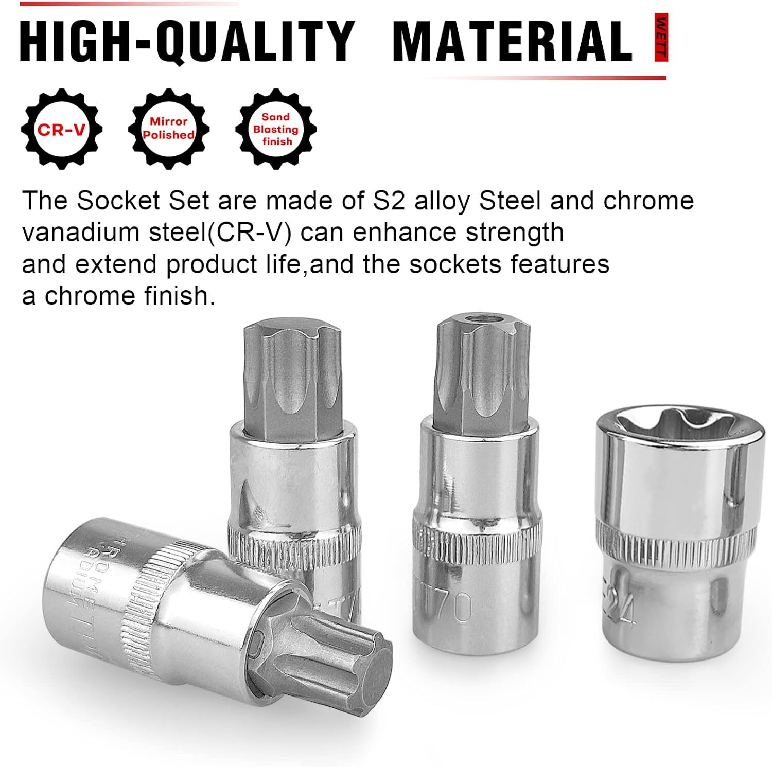 60-Piece 1/4″,3/8″,1/2″ Drive Master Torx Bit Sockets & External Torx Socket Set