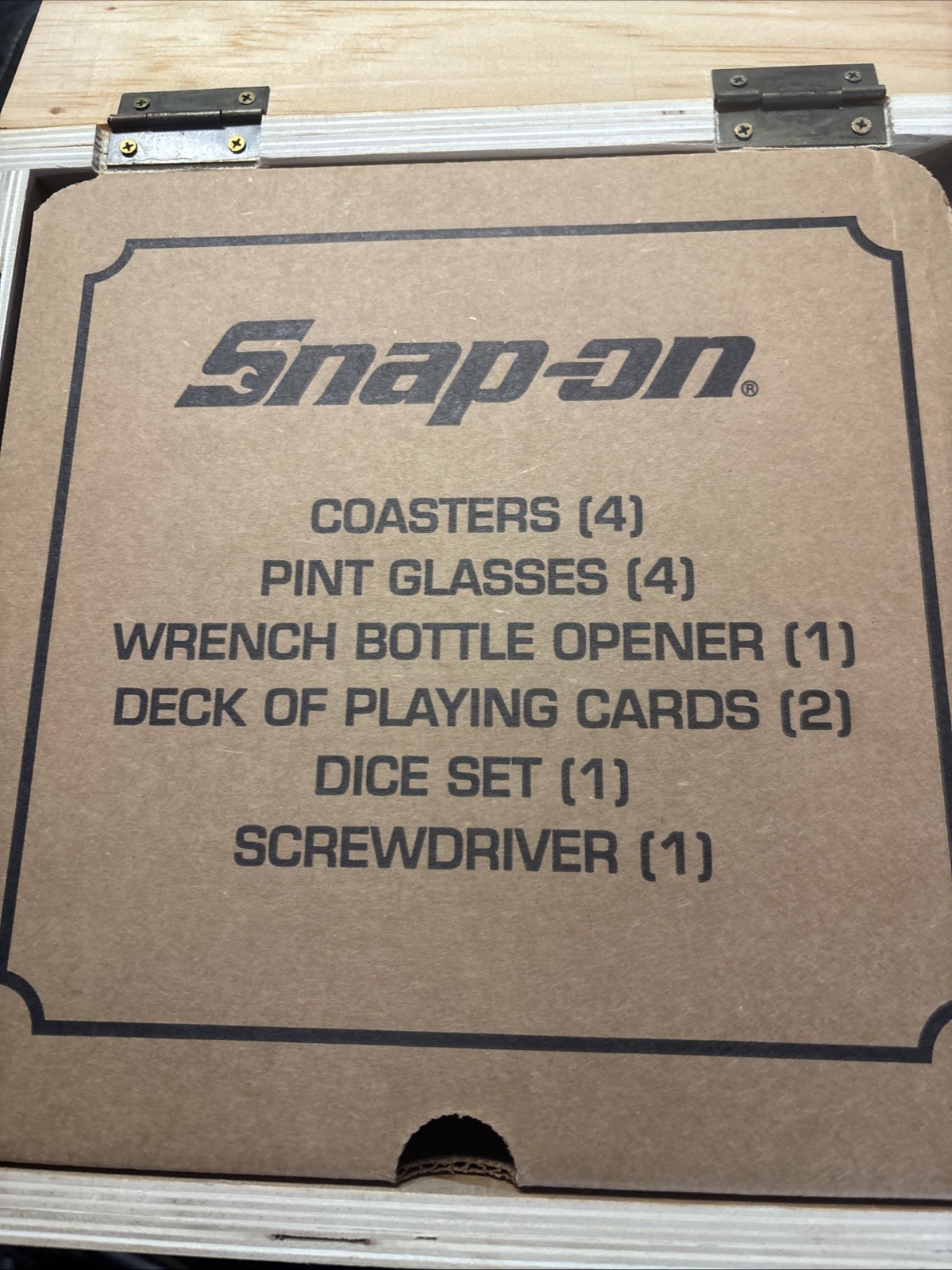 Snap On Tools Game Set 4 Coaster 4 Pint Glasses 2 Packs Playing Cards Dice Set
