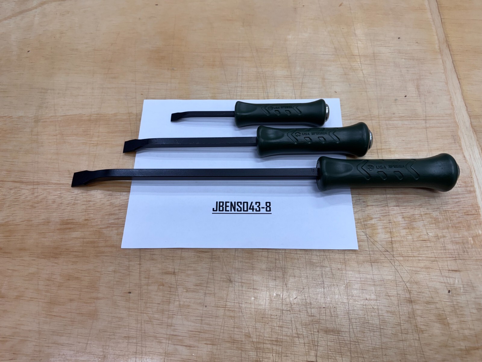 Snap-on Tools USA NEW RARE COMBAT GREEN 3pc Hard Grip Striking Prybar Set