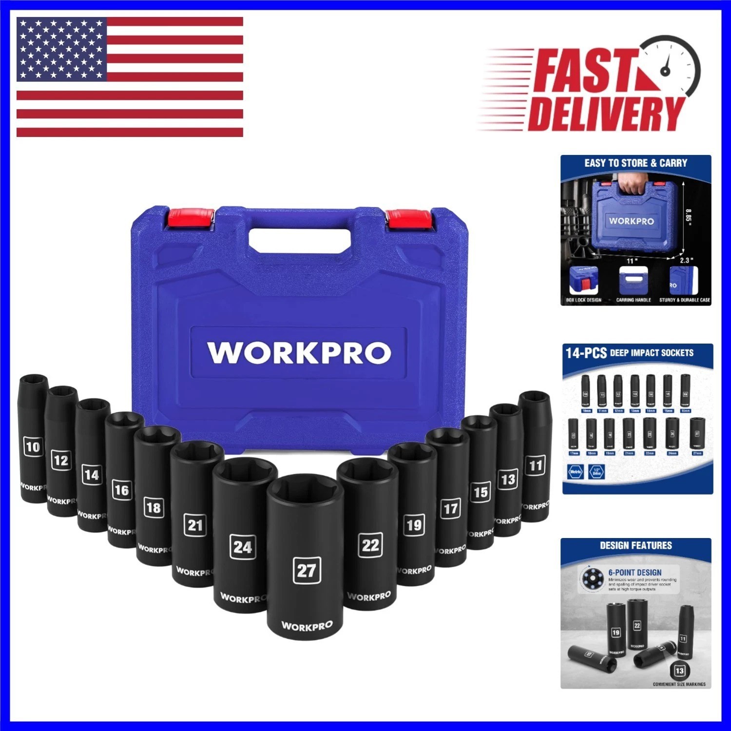 14-Piece 1/2″ Drive Deep Impact Socket Set for Expert Automotive Repairs