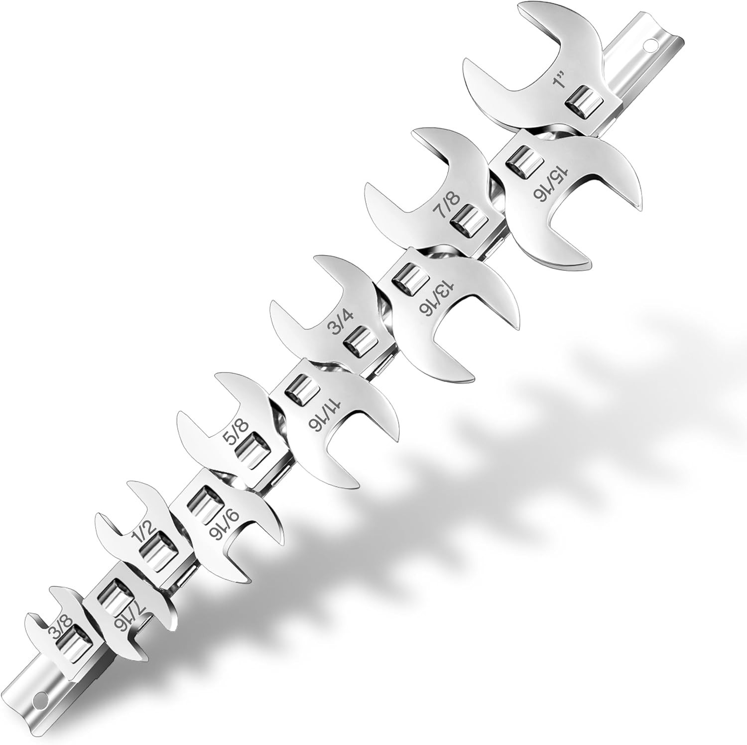 11-Piece Crows Foot Wrench Set SAE 3/8″ to 1″ 3/8-Drive Flare Nut Tool Organizer