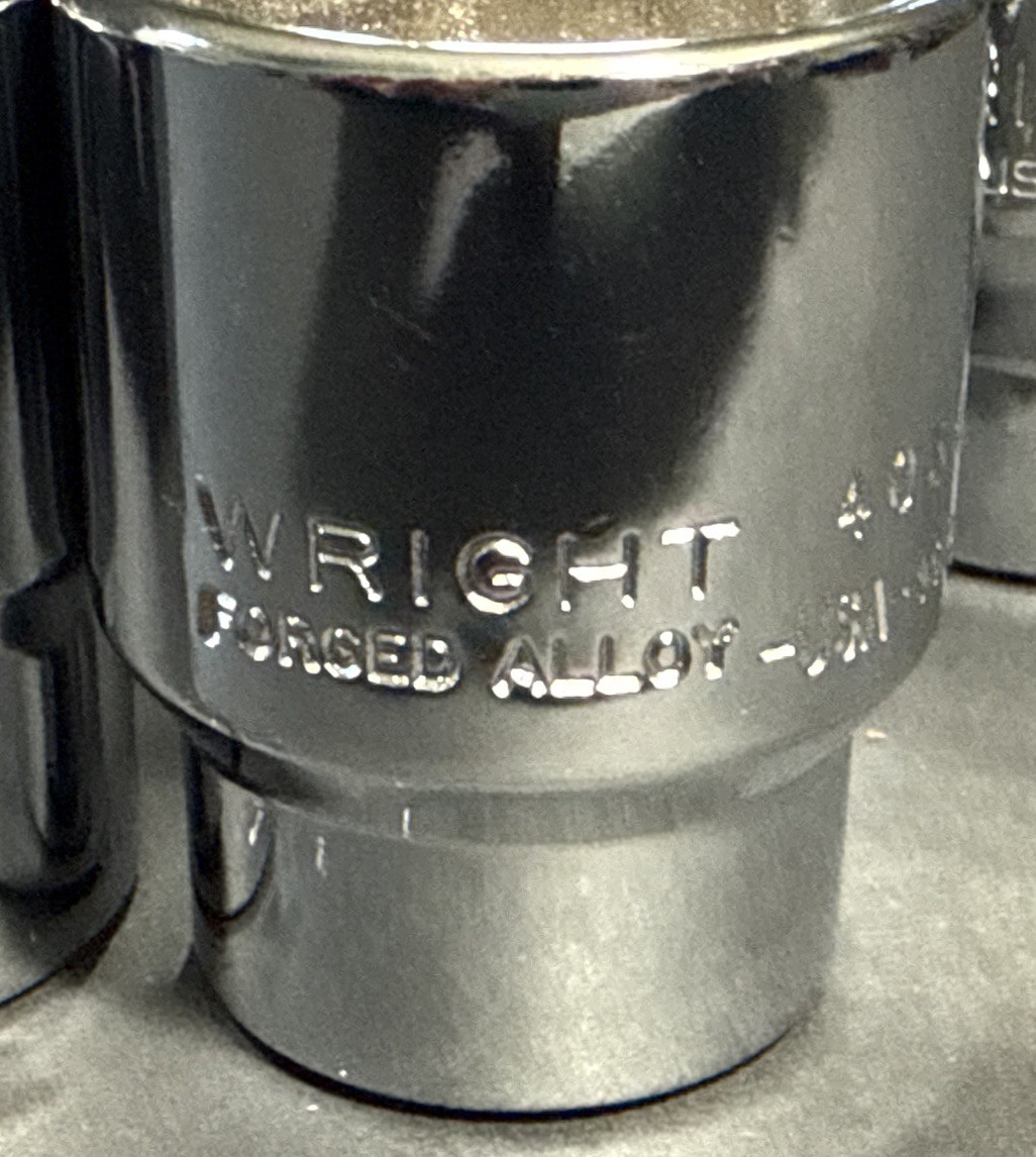 NOS VINTAGE WRIGHT TOOL 17pc SAE STD 6pt SOCKET SET 1/2” Dr 3/8” – 1-1/2” USA