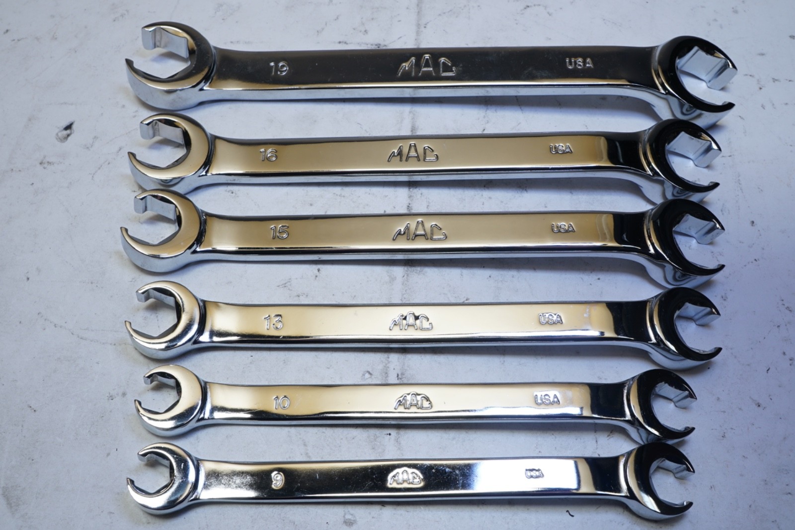 READ! Lot of 6 MAC Tools METRIC DOUBLE-END FLARE NUT WRENCH SET 6-PT. Ships FREE