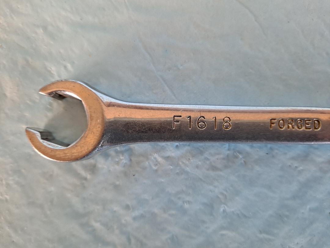 Vintage S-K F1618, Double Open-End Flare-Nut Wrench, 1/2 x 9/16, Made in USA