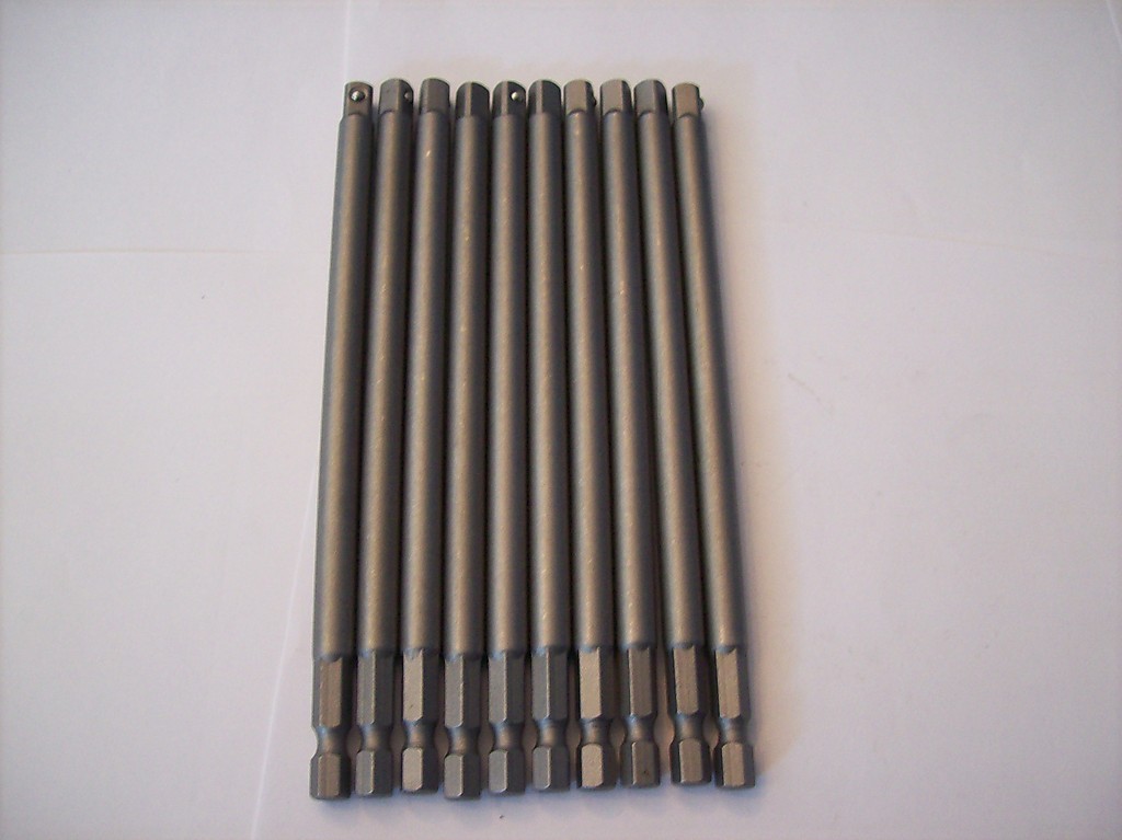 10pc 6″ SQUARE POWER EXTENSION BARS BITS HEX SHANK 1/4″