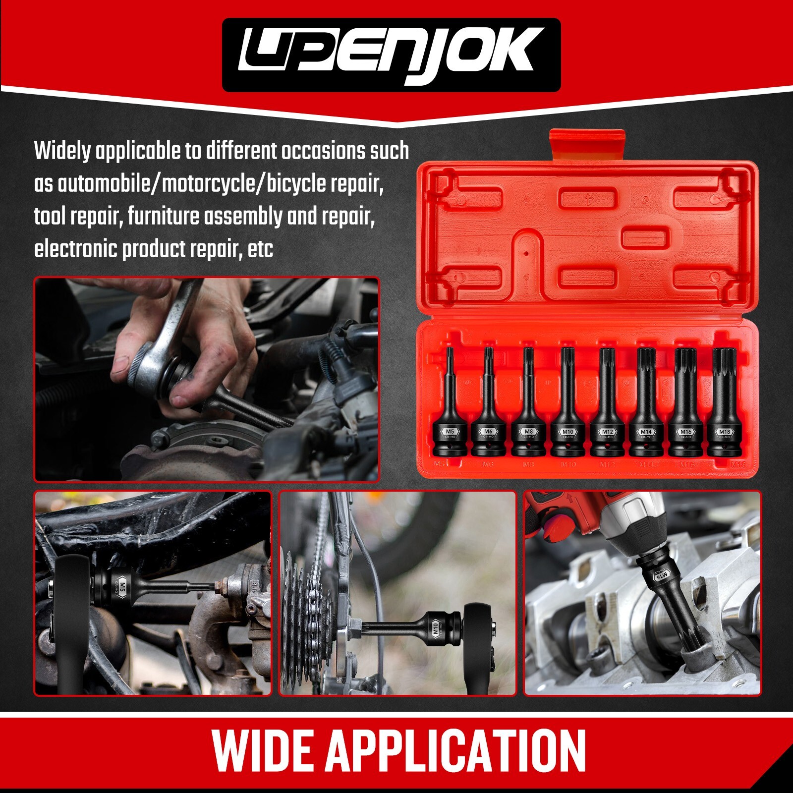 8 Pcs 1/2″ Drive Impact XZN Triple Square Bit Socket Set M5-M18