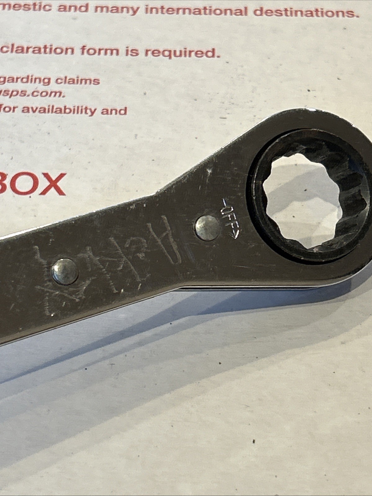 Snap On RBM1719C 17mm 19mm Ratcheting Double Box End Wrench