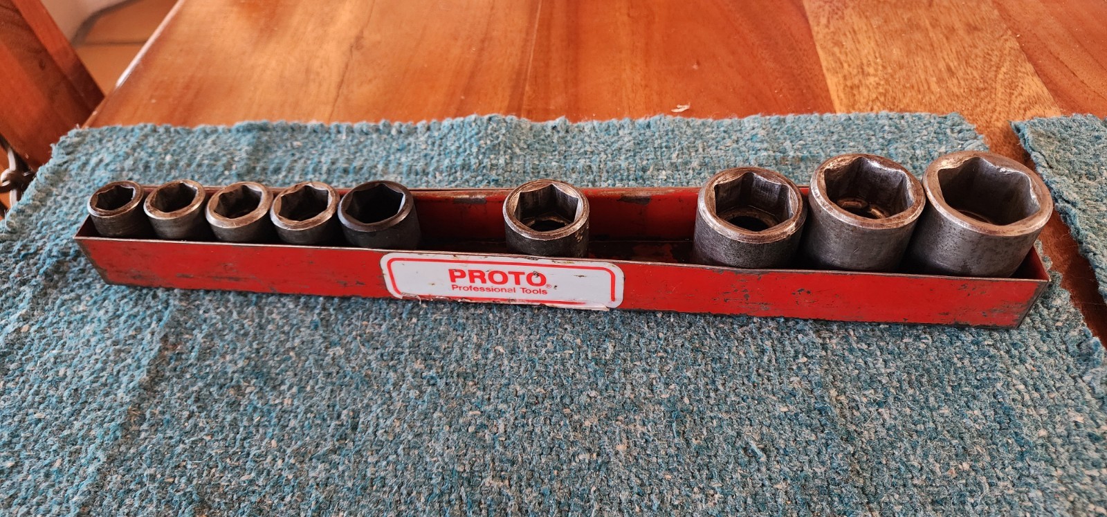 Proto Tools USA 9-Pc 1/2” Drive Impact Socket Set, SAE, 6-Pt w/Tray 1/2″- 1-1/8″