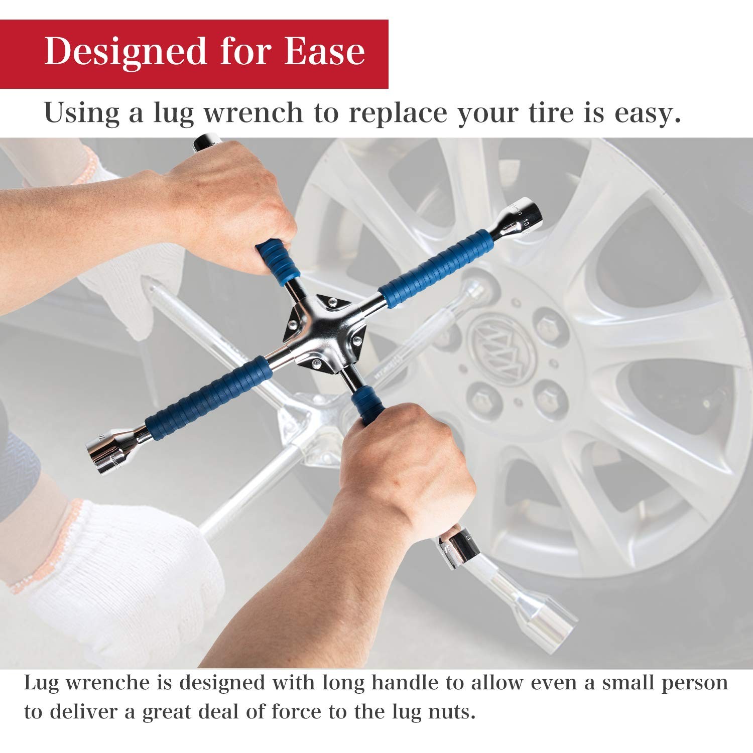 ETERNA Professional 16″ Four Way Lug Wrench, Antislip Design Cross Wrench, He…