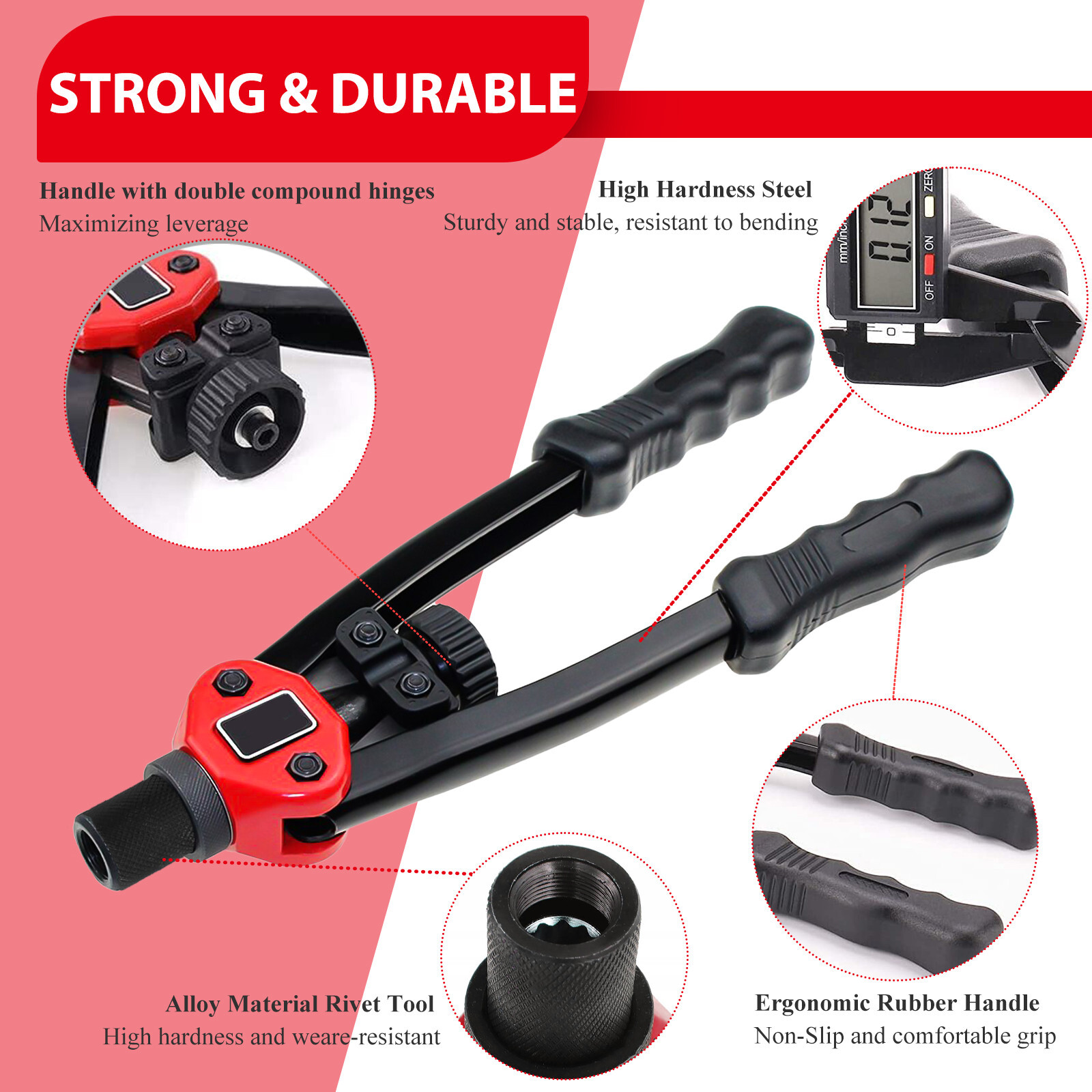 1510pcs Rivet Gun Kit Rivnut Thread Setting Tool Nut Setter NutSert Metric SAE